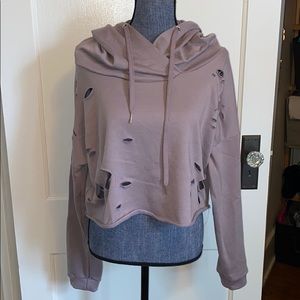 Distressed lavender crop sweatshirt